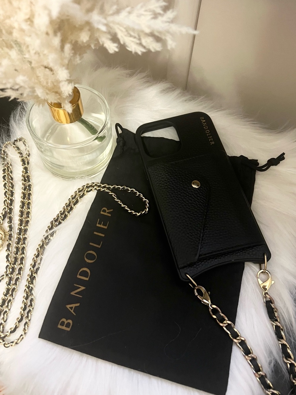Bandolier Lily Duet Crossbody & Wristlet iPhone 13 Pro Max Case – Black/Gold